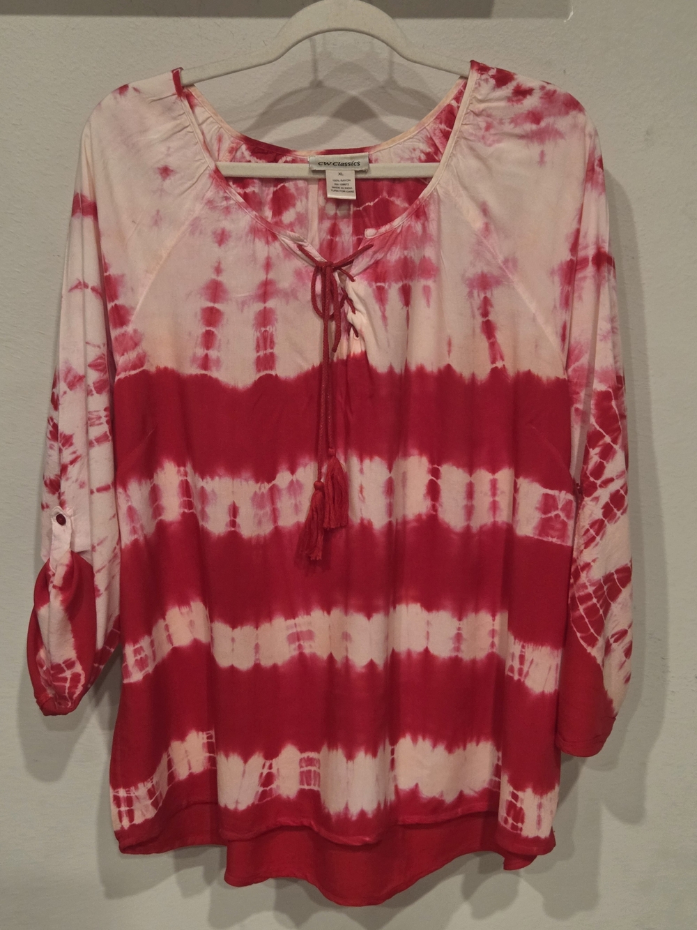 Classic Tie-Dye Tunic Top - Pink & White